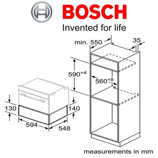 Kích thước khay giữ ấm Bosch BIC630NS1B
