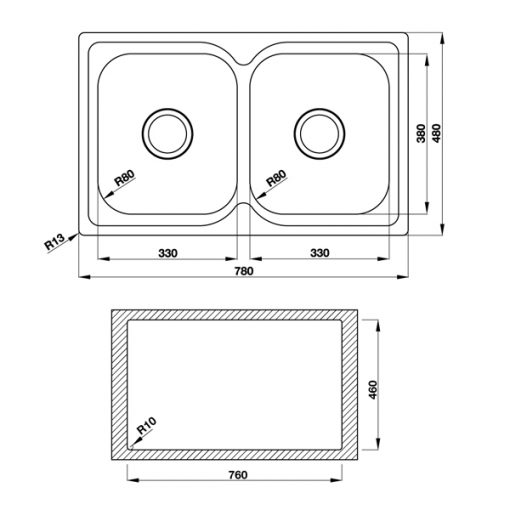 chậu rửa bát Hafele HS-S7848 bằng inox 567.23.010