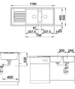 chậu rửa chén bát Blancozia 8S màu Alu Metallic 565.76.950