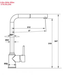 kích thước vòi bếp hafele Titus HT-C319 570.50.290