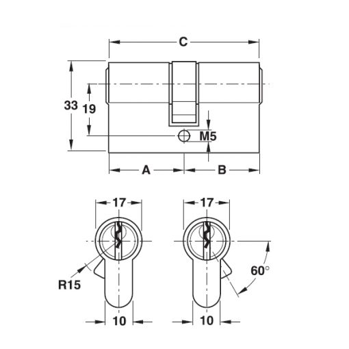 kích thước Ruột khóa cửa đi hafele 916.00.013