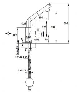 kích thước Vòi bếp Hafele Titus HT-C240 570.51.040