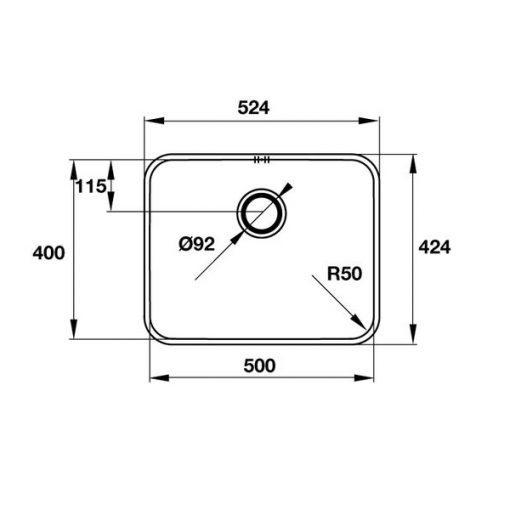 kích thước chậu rửa bát một hố hafele helian 565.86.331