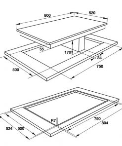 kích thước bếp điện từ kết hợp hút mùi Hafele 539.66.698