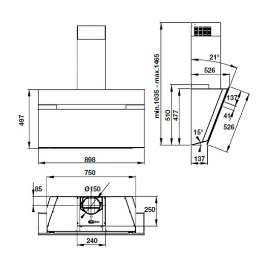 kích thước máy hút mùi Hafele HH-WVG90B 539.89.335