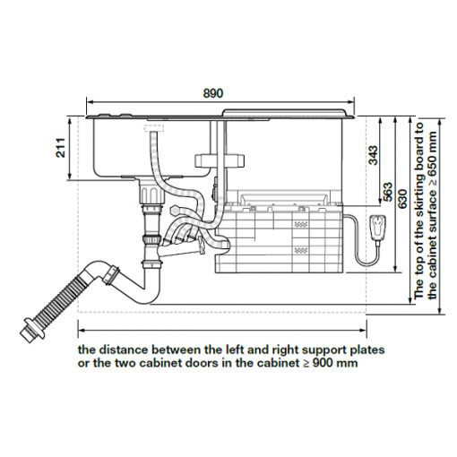 kích thước CHẬU RỬA KẾT HỢP MÁY RỬA BÁT HAFELE HDW-SD90A 539.20.530