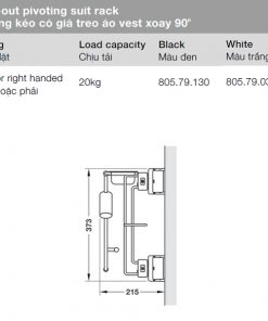 khung kéo có giá treo vest Hafele xoay 90º