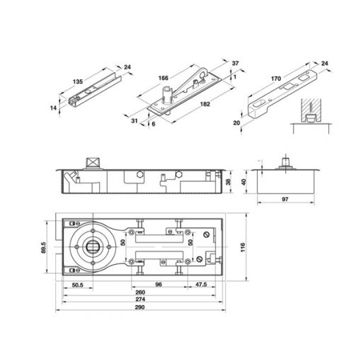 kích thước bản lề sàn Hafele 499.30.117 EN3