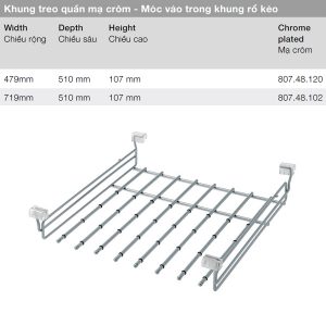 khung treo quần hafele mạ crome