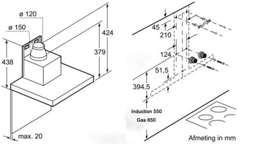 kích thước Máy hút mùi Bosch DWB77CM50