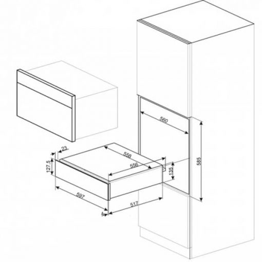 kích thước khay giữ ấm smeg CPR115S 536.54.882