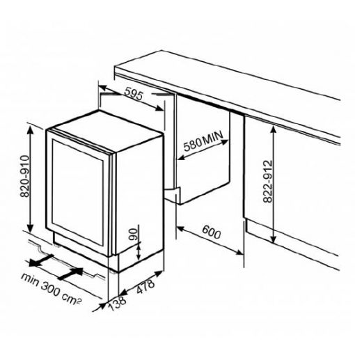 kích thước tủ rượu Smeg CVI638RWN2