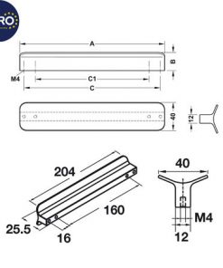 kích thước tay nắm tủ hafele 106.61.074