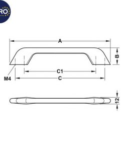 kích thước tay nắm tủ hafele 106.61.214