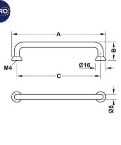 kích thước tay nắm tủ hafele 106.62.215