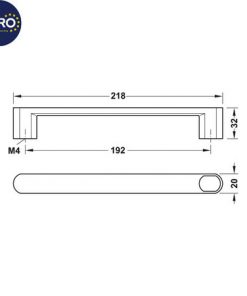 kích thước tay nắm tủ hafele 106.69.257