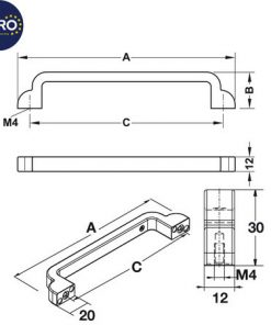 kích thước tay nắm tủ hafele 106.61.943