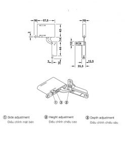 kích thước BẢN LỀ ÂM 3 CHIỀU HAFELE