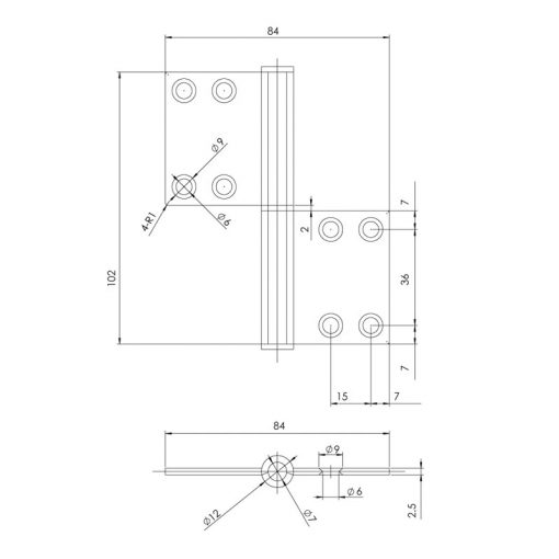 bản lề lá cho cửa đố nhỏ Hafele 926.60.900