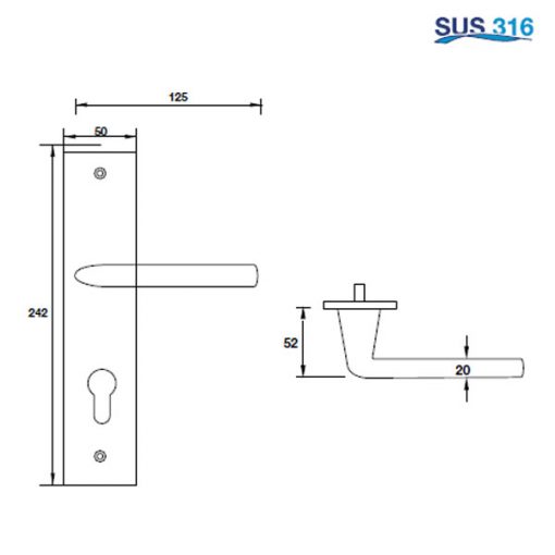 Tay nắm gạt đế dài Hafele 903.78.589