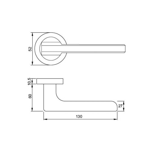 Kích thước tay khóa đen hafele Blade 901.79.872