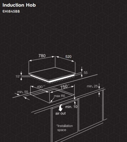 Kích thước Bếp từ electrolux EHI845BB