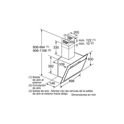 Kích thước máy hút mùi nghiêng Bosch DWK98JM60