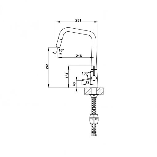 Kích thước Vòi bếp Hafele Hydros HT-C295U 570.82.220