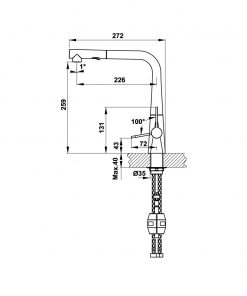 Kích thước vòi bếp Hafele Hydros HT-C360 570.82.210