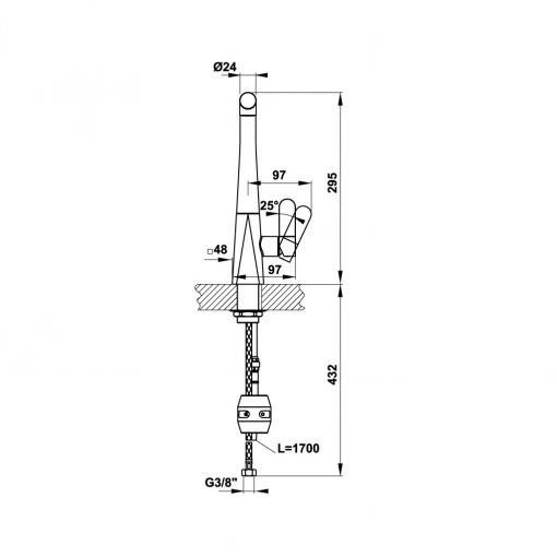 Kích thước vòi bếp Hafele Hydros HT-C360 570.82.210