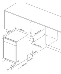 Kích thước máy rửa bát âm tủ 45cm Fagor