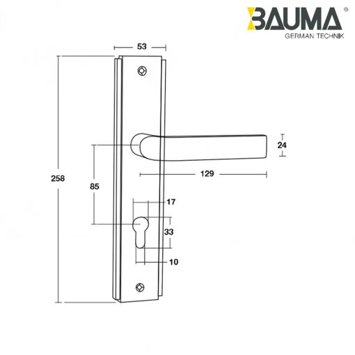 Kích thước Tay khóa cửa Bauma BM055-085 905.99.087